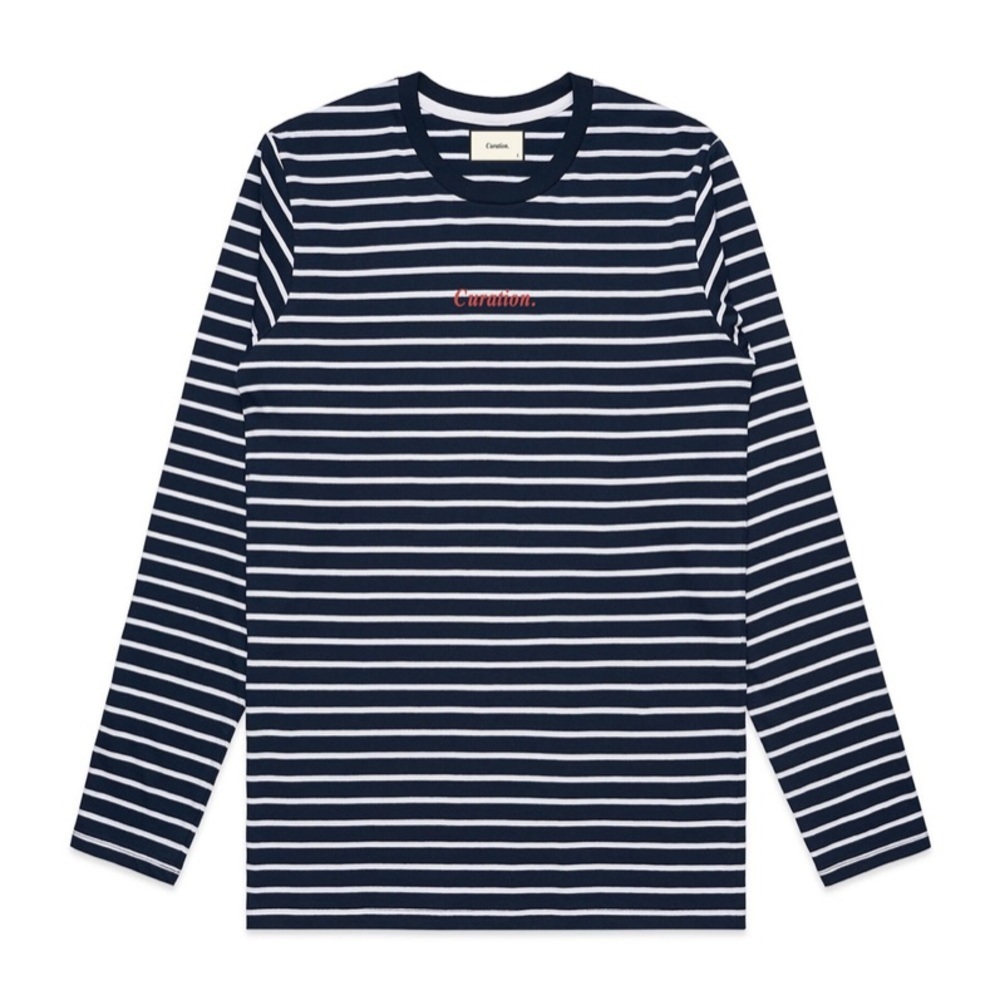 Curation Navy & White Striped Men’s Long‎ Sleeve Shirt